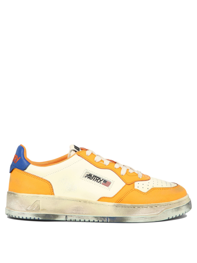 Autry Super Vintage Color-block Sneakers In Orange
