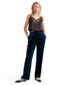 Belle & Bloom Reverie Velvet Pant In Dark Teal