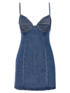 Area Crystal-embellished Polka-dot Denim Mini Dress