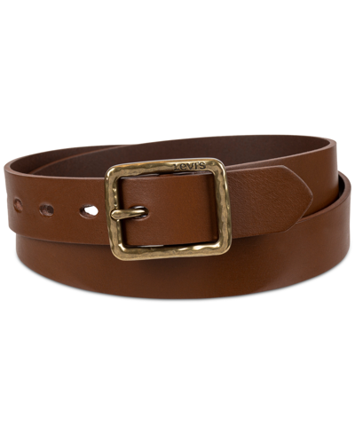 Levi's Women's Hammered Center Bar Buckle Casual Leather Belt In Tan