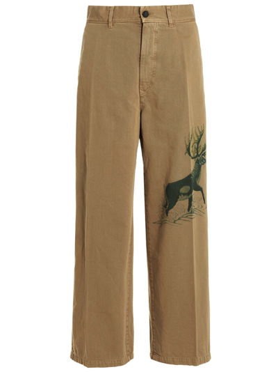 Incotex Red X Facetasm Printed Cotton Trousers In Beige