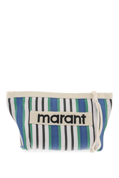 Isabel Marant Logo Patch Striped Clutch Bag In Blue
