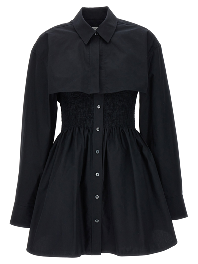 Alexander Wang T Alexanderwang. T Layered Cotton-poplin Mini Shirt Dress In Black