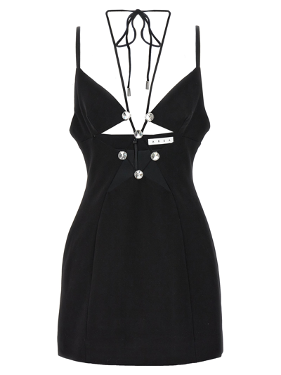 Area Crystal Star Mini Dress In Black