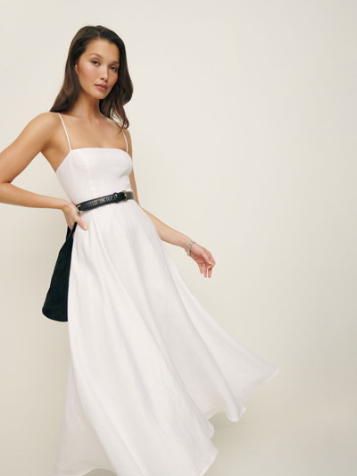 Reformation Monette Linen Dress In White