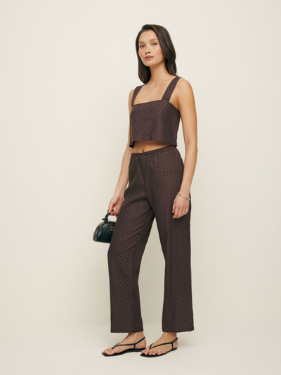 Reformation Remi Cropped Linen Pant In Chocolate Chip