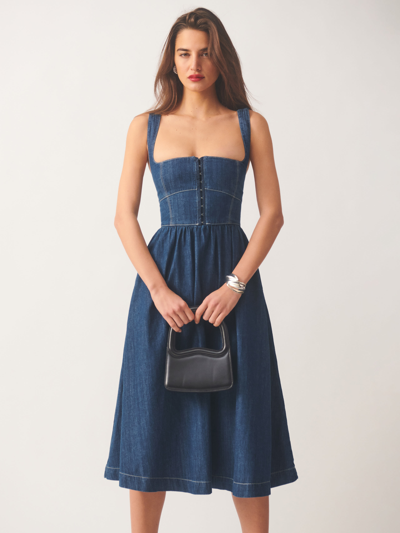 REFORMATION TAGLIATELLE DENIM MIDI DRESS