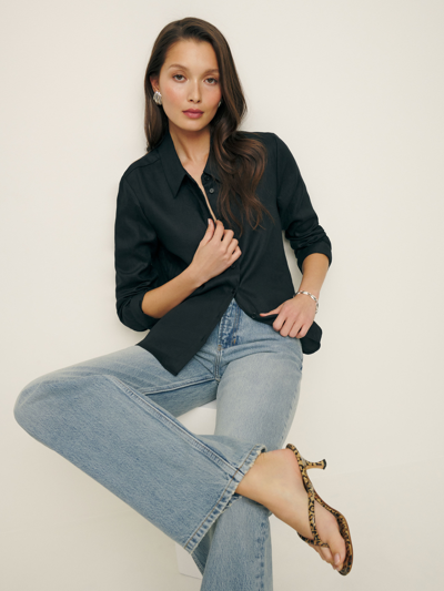 Reformation Sky Relaxed Linen Top In Black