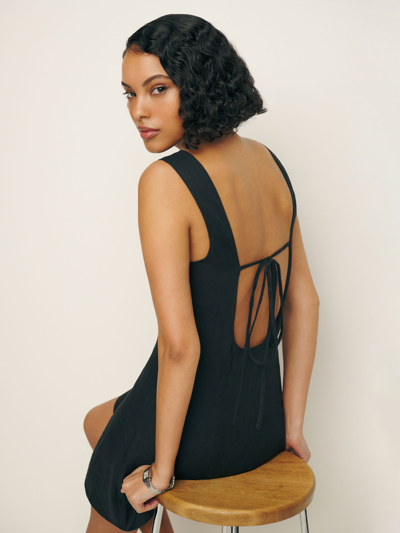 Reformation Amorette Linen Dress In Black | ModeSens