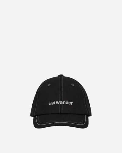 And Wander Logo-embroidered Cotton Cap In Black