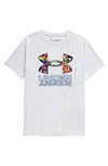 Under Armour Kids' Ua Tech™ Hybrid Performance Graphic Tee In Gray Mist / Blue Mirage