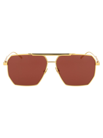 Bottega Veneta Bv1012s Sunglasses In 005 Gold Gold Brown