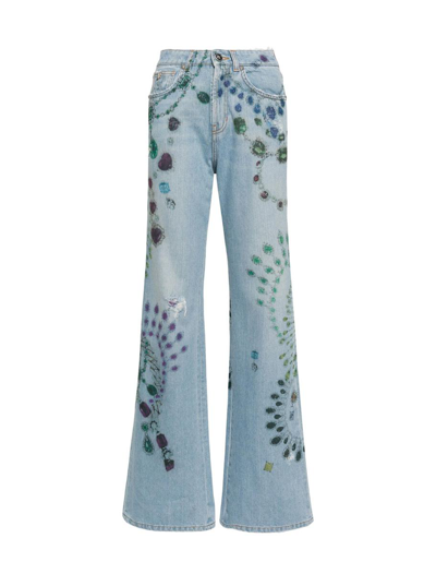 John Richmond High-rise Wide-leg Jeans In Denim Blue Light
