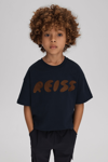 Reiss Kids' Sands - Navy Cotton Crew Neck Motif T-shirt, Age 6-7 Years