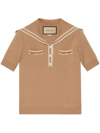 Gucci Poloshirt Aus Wolle Mit Horsebit In Beige