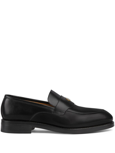 Gucci Black Interlocking G Leather Loafers