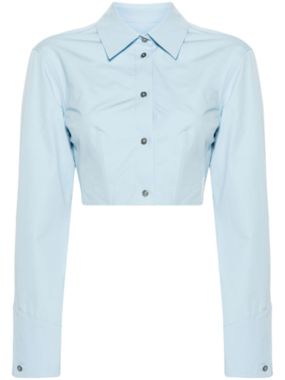 Alexander Wang Boned-waist Cotton Shirt In Blue