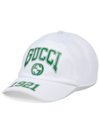 GUCCI WHITE LOGO PRINT COTTON CAP