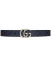 GUCCI BLUE MARMONT DOUBLE G REVERSIBLE BELT