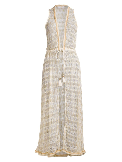 Ramy Brook Women's Meredith Lace Cover-up Dress In White Gold Chevron