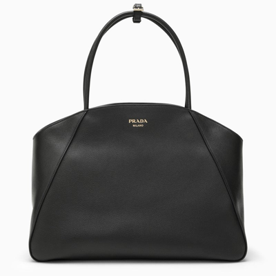 Prada Black Leather Large Handbag Women