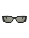 Celine Men's Triomphe Rectangular Acetate Sunglasses In Shiny Black Smoke