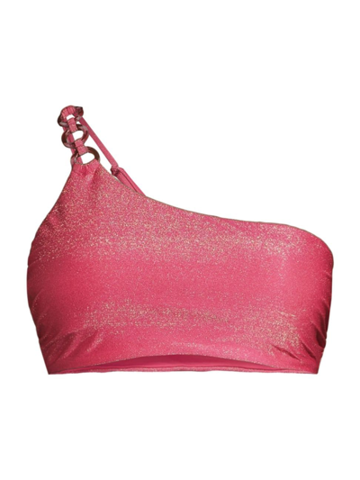 Milly Women's Shimmer O-ring One-shoulder Bikini Top In Shimmer Pink