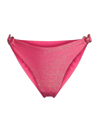 Milly Women's Shimmer O-ring Bikini Bottom In Shimmer Pink