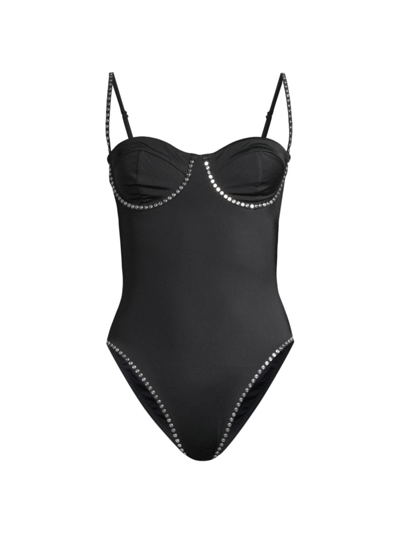 Milly Women's Embellished Underwire One-piece Swimsuit In Black