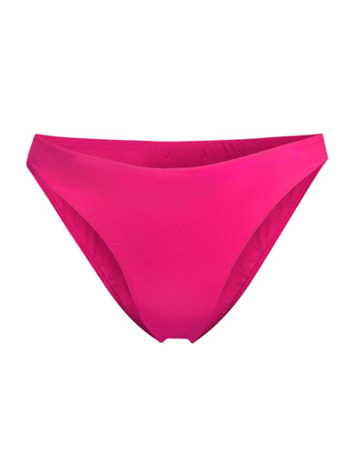 Milly Women's Margot Textured Bikini Bottom In Hot Pink