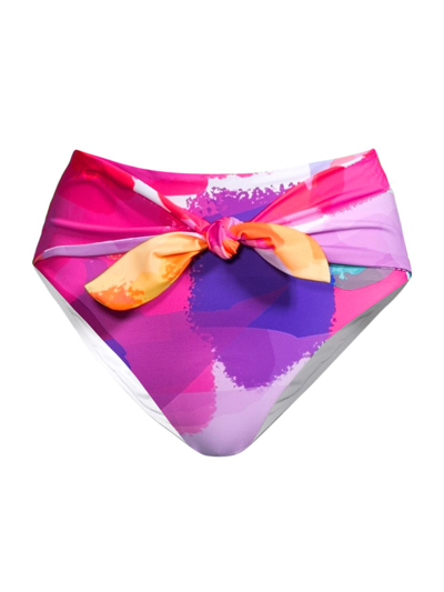 Milly Women's Rainbow Waterfall Tie Bikini Bottom In Neutral