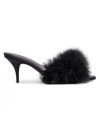 Balenciaga Boudoir Feather-trimmed Leather Mules In Black