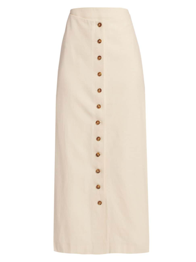 Loulou Studio Atri Buttoned Cotton-blend Maxi Skirt In Rice Ivory