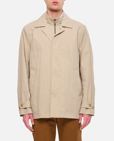 Fay Standing Collar Layered Shirt In Beige