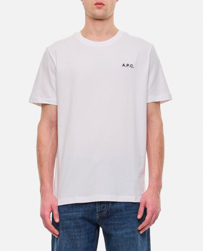 Apc Wave Small Logo Cotton T-shirt In Neutrals