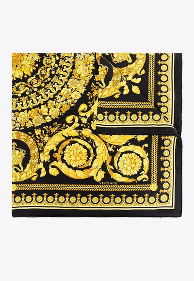 Versace Barocco Large Silk Foulard In Multicolor