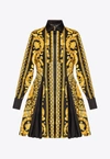 Versace Printed Silk-twill Mini Shirt Dress In Multicolor