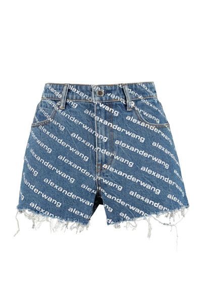 Alexander Wang Bite Logo Cotton Denim Shorts In Multicolor