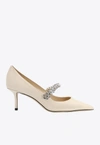 JIMMY CHOO BING 65 CRYSTAL-EMBELLISHED PUMPS IN PATENT LEATHER