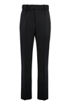 Bottega Veneta Pleated Wide-leg Wool Trousers In Black