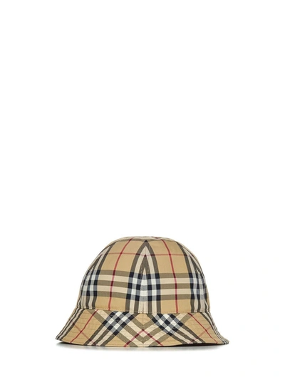 Burberry Check Motif Nylon Bucket Hat In Beige