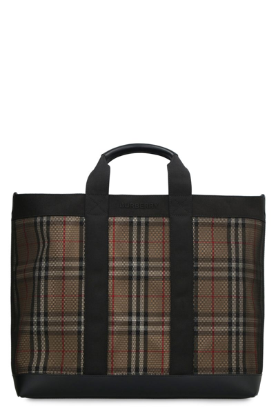 Burberry Vintage Check Print Tote In Black