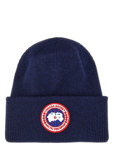 Canada Goose Ribbed Wool Beanie In Blue