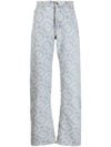 Casablanca Monogram-print Straight-leg Jeans In Bleachclmn
