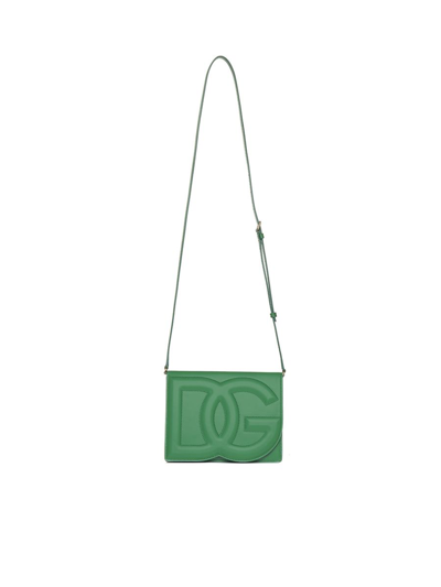 Dolce & Gabbana Logo Crossbody Bag With Adjustable Chain Strap In Green