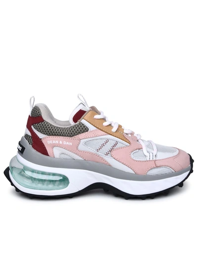 Dsquared2 Pink Leather Sneakers In Pink/white/grey