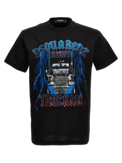 Dsquared2 Front Printed Cool Fit Crew-neck T-shirt In Black