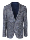 Etro Foliage Motif Blue Jacket In Blue