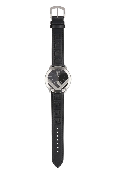 Fendi Watch With Leather Strap In Black