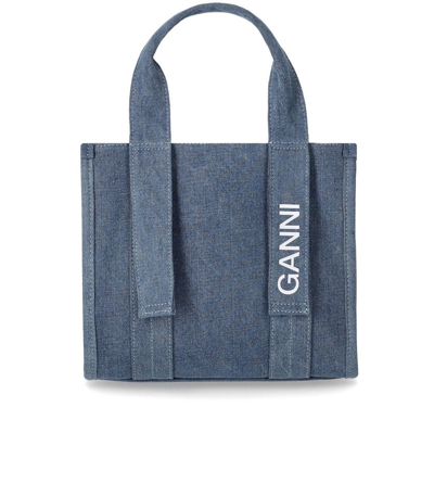 Ganni Bag With Logo In Blue